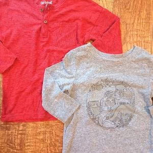 Bundle of 2 Cat & Jack Long Sleeve Shirts Toddler Boy Sz 2T